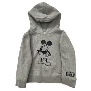 Gap Disney Toddler Mickey Mouse Pullover Hoodie Size 4T Gray‎ Sleeve Logo